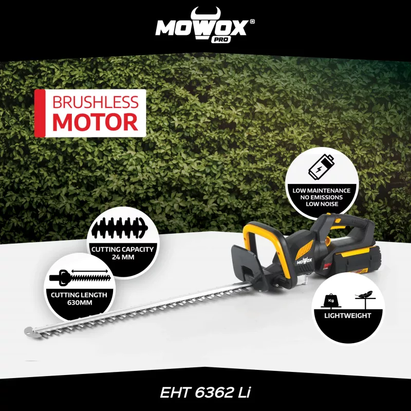Belaidis gyvatvorių žirklių pjūklas MoWox EHT 6362 Li – 62 V, besisukanti rankena, 630 mm