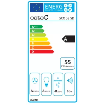 Įmontuojamas gartraukis CATA GCX 53 SD — 530 mm plotis, 750 m³/h, metaliniai riebalų filtrai, jutiklinis valdymas, pilka spalva