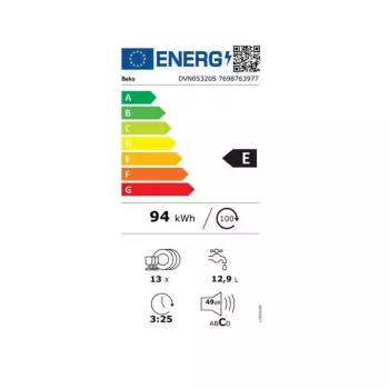 BEKO DVN05320S Laisvai pastatoma indaplovė, energijos klasė E, plotis 60 cm, nerūdijantis plienas