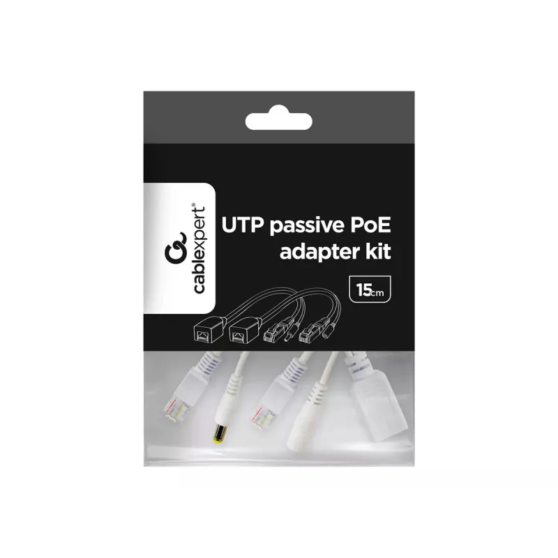 Gembird PP12-POE-0.15M-W pasyvus PoE adapterių rinkinys (injektorius + skirstytuvas)