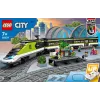 LEGO 60337 City Express keleivinis traukinys nuotolinio valdymo rinkinys su veikiančiais priekiniais žibintais, 2 vagonais ir 24 bėgių dalimis