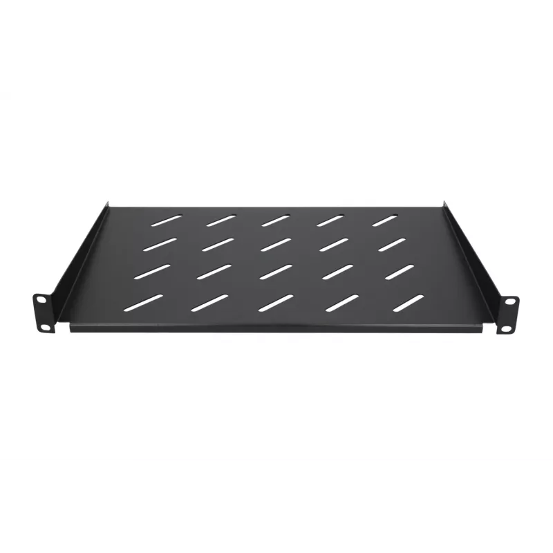 Extralink SHELF 1U – juoda metalinė lentyna 19 colių sieninėms spintoms, 300 mm