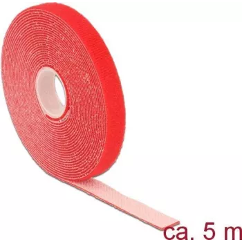 Lipnusis dirželis (velcro) DeLOCK 18719, raudonas, 13 mm × 5 m