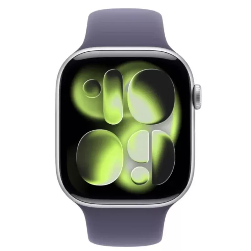 Apple Watch Series 11 GPS 46mm sidabrinis aliuminio korpusas su Purple Fog Sport apyranke M/L