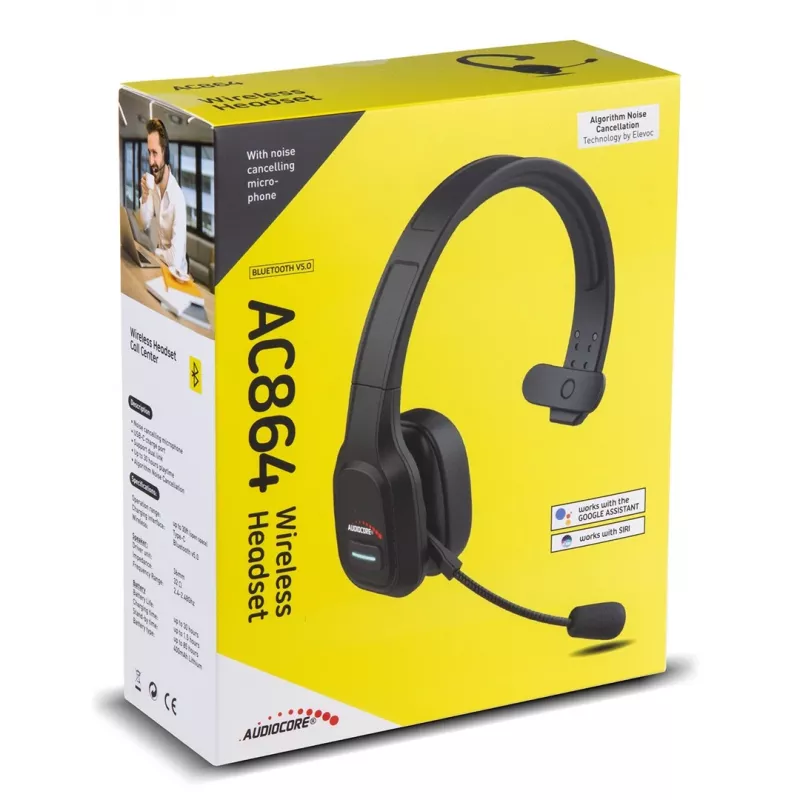 Audiocore 74452 Bluetooth ausinės su triukšmo slopinimo mikrofonu, skirtos skambučių centrams, biurui