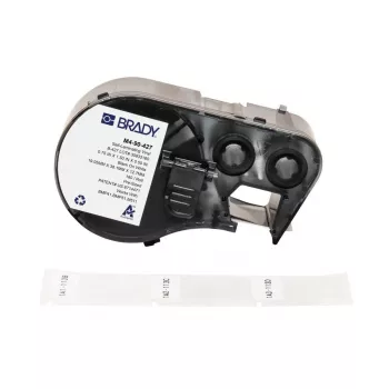 Brady M4-90-427, savaiminio laminavimo vinilo etiketė, balta/skaidri, 19,05 x 12,70 (38,10) mm, nuolatinis lipnumas, kabelio skersmeniui 4,00–8,10 mm (180 vnt.) (170745)