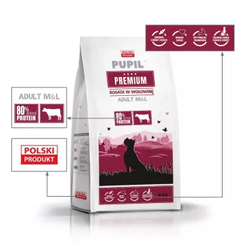 PUPIL Premium Medium and large breeds Rich in beef - sausas šunų maistas - 12kg