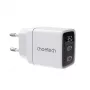 Choetech PD6051 2x USB-C PD 35W GaN sieninis įkroviklis su ekranu - baltas