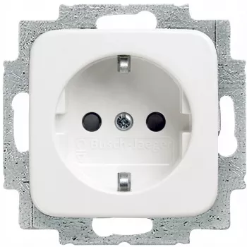 BUSCH JAEGER 2CKA002011A1888 - kištukinis lizdas F tipas 2P+E - baltas - IP20 - 250 V - 16 A