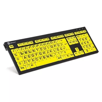 Logickeyboard XL Print NERO USB klaviatūra, QWERTZ vokiškas išdėstymas, juoda ir geltona