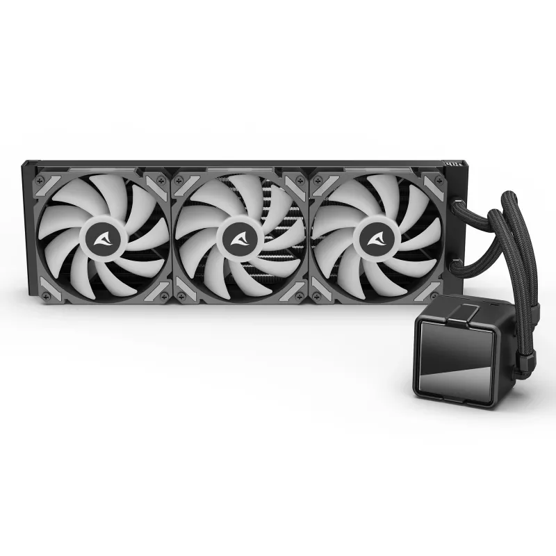 All-in-One Skysčio Aušintuvas CPU Sharkoon S60 ARGB — 360 mm Radiatorius, 3×120 mm PWM Ventiliatoriai, Juodas