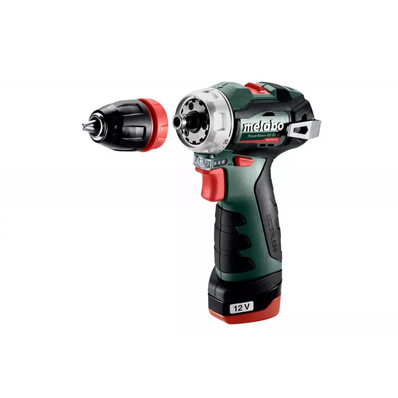 Metabo PowerMaxx BS BL Q gręžtuvas su pistoline rankena, 12 V, 2 Ah, 1500 aps./min., 900 g