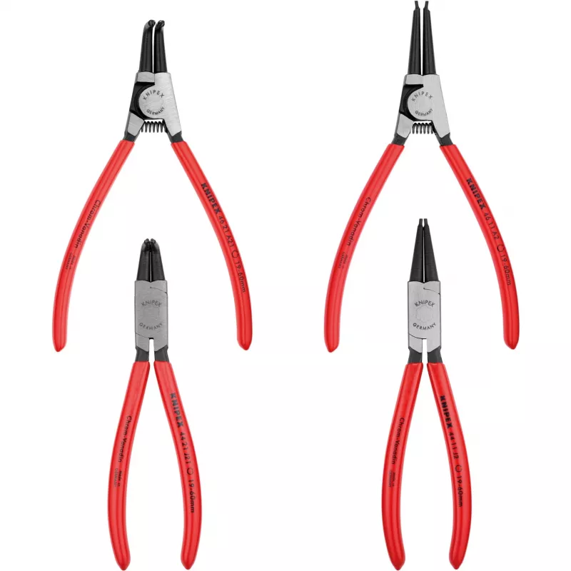 Knipex replių rinkinys vidiniams ir išoriniams fiksavimo žiedams, 4 vnt., ritininiame dėkle, 19-60 mm