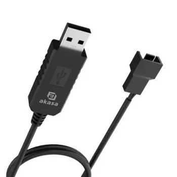 DC įtampos keitiklio kabelis Akasa AK-CBFA10-60BK USB į 3-pin ir 4-pin PC ventiliatorių, 60 cm