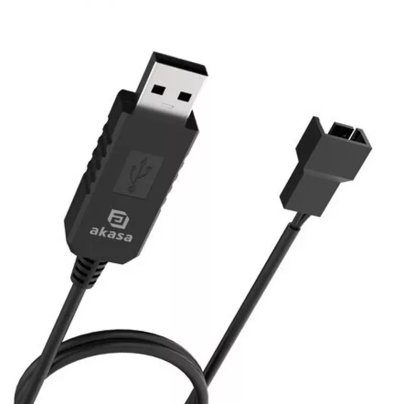 DC įtampos keitiklio kabelis Akasa AK-CBFA10-60BK USB į 3-pin ir 4-pin PC ventiliatorių, 60 cm