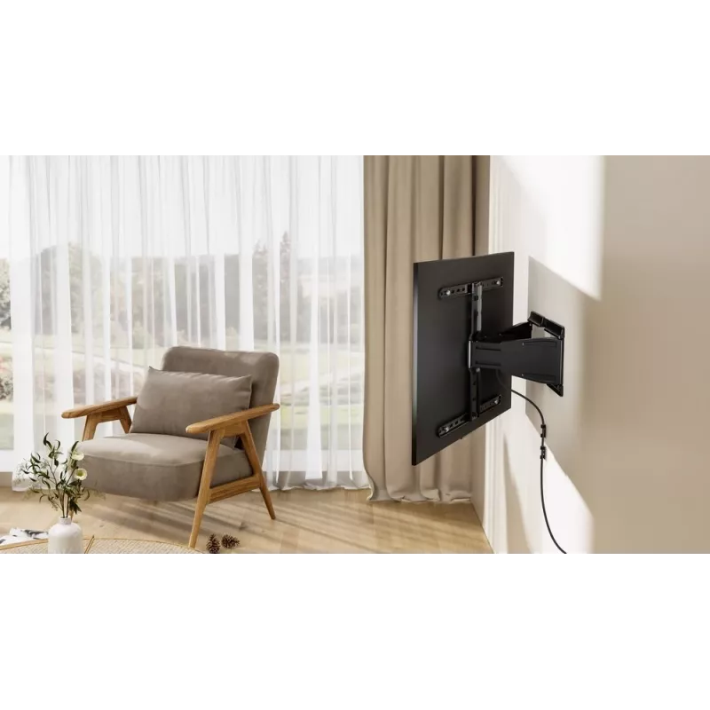Pilnai judantis TV sieninis laikiklis GEMBIRD WM-90ST-02 43–90 colių ekranams, šarnyrinis, VESA 100x200–600x400, 50 kg talpa