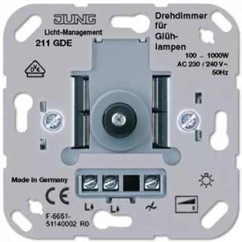 Rotacinis jungiklis JUNG 211 GDE, metalo apdaila, 230–240 V AC, 50 Hz