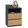 Naktinis stalelis Top e Shop M1 ANTRACYT/ARTISAN, ąžuolas, 2 stalčiai, 400×320×590 mm