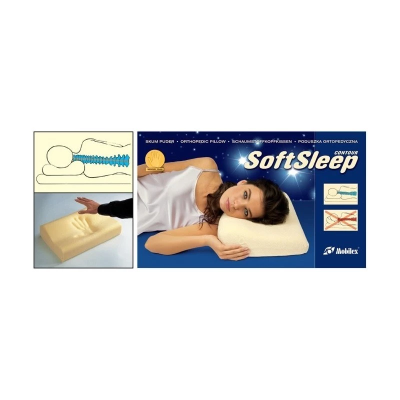 Ortopedinė pagalvė Mobilex CONTOUR M SoftSleep nuo kaklo skausmo, putos, 300×500×100 mm, 50 kg/m³