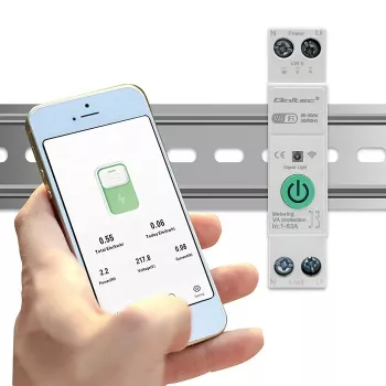 DIN-bėgio WiFi relė QOLTEC 50881 – tinklo perjungimo relė 63A elektros instaliacijai