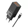 Beline sieninis 65W įkroviklis su 2x USB-C ir 1x USB-A, PD 3.0, juodas