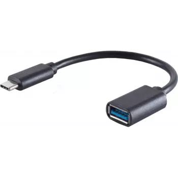 USB kabelis S/CONN 13-30009 USB 3.2 Gen 1 0,1 m USB-C USB-A juodas