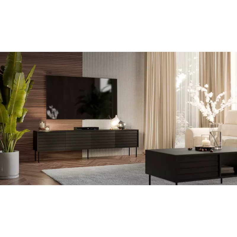 Cama CORTINA 4D TV spintelė 200x40x55 juodas