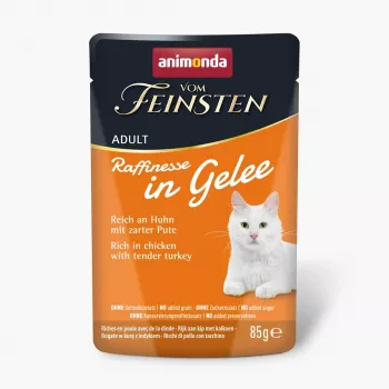 ANIMONDA Vom Feinsten Adult Raffinesse šlapias ėdalas katėms su vištiena ir kalakutiena drebučiuose – 85 g