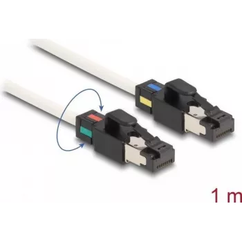 DeLOCK tinklo kabelis RJ45 kištukas-kištukas Cat.6A S/FTP 1 m baltas