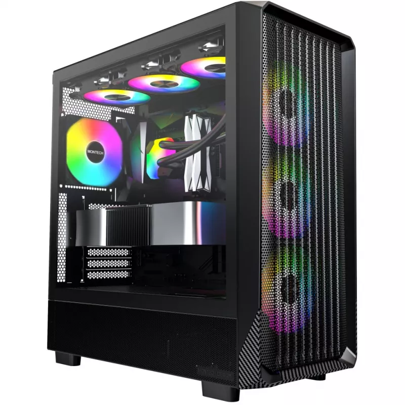 Kompiuterio korpusas Montech X5 Midi Tower Black ATX 3x140mm ventiliatoriai