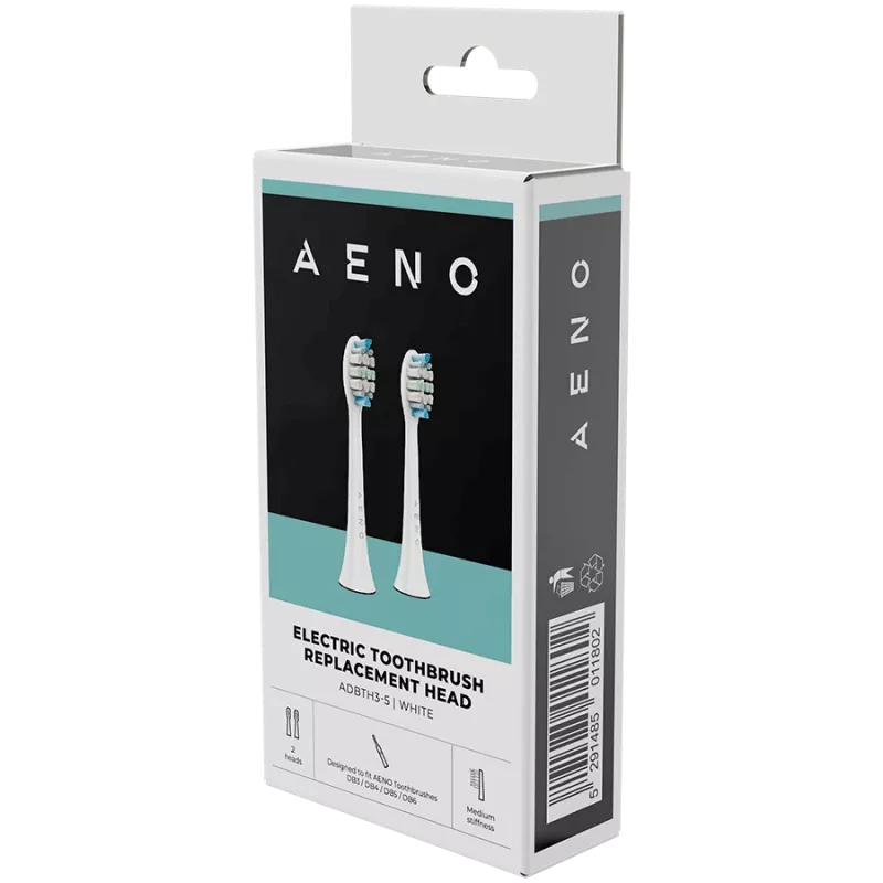 AENO keičiamieji dantų šepetėlių antgaliai, Balti, Dupont šereliai, 2 vnt. komplekte (skirti ADB0003/ADB0005 ir ADB0004/ADB0006)