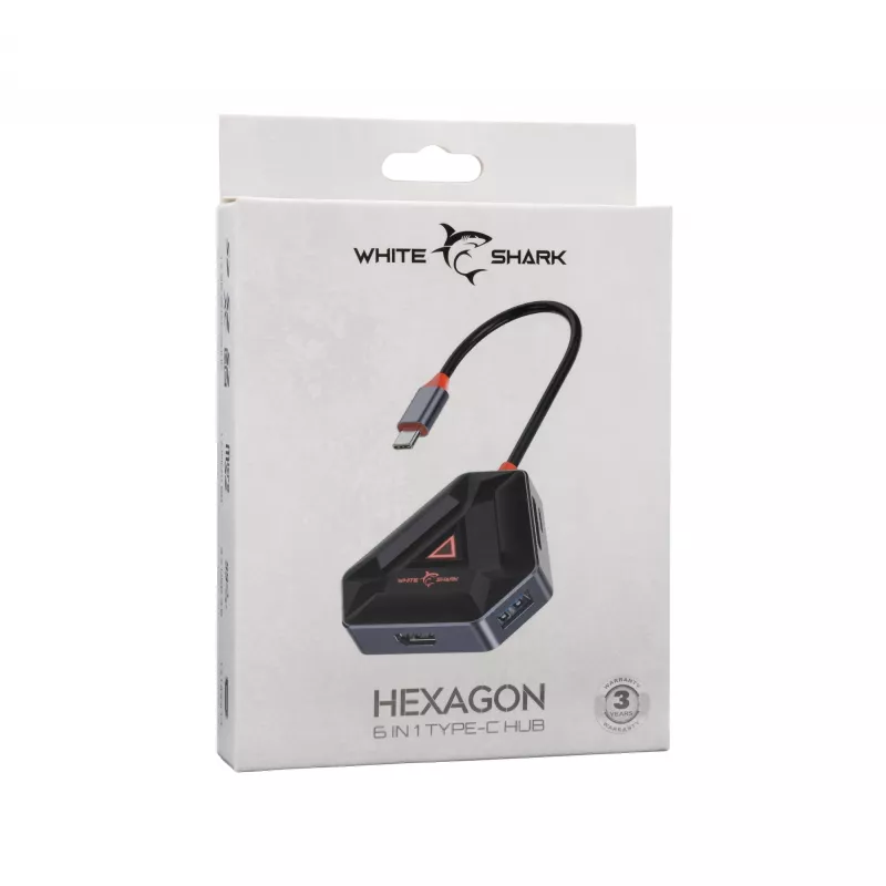 White Shark Hexagon 6-in-1 USB-C šakotuvas