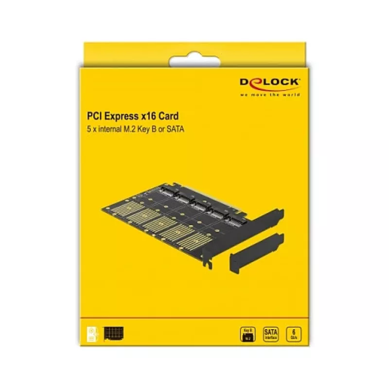DeLOCK PCI Express x16 kortelė su 5 vidiniais M.2 Key B / SATA lizdais