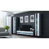TV stovas Cama Meble VIGO NEW 30/140/40 — 1400×400×300 mm, pilkas viršus, pilkas rėmas, balti blizgūs fasadai