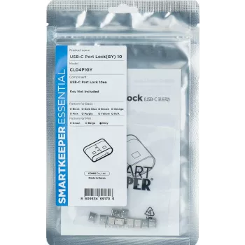 SmartKeeper CL04P1GY 10 vnt. USB-C prievadų blokatoriai be užrakto rakto, pilki, Mini, SLSART-0110