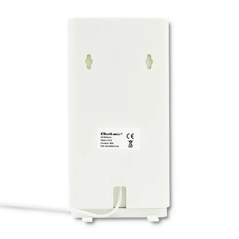 Qoltec 57013 aplinkui spinduliuojanti 4G LTE vidinė antena, 2x SMA, 0,6-2,7 GHz, 30 dBi, vertikali poliarizacija, 50 Ω, baltas ABS