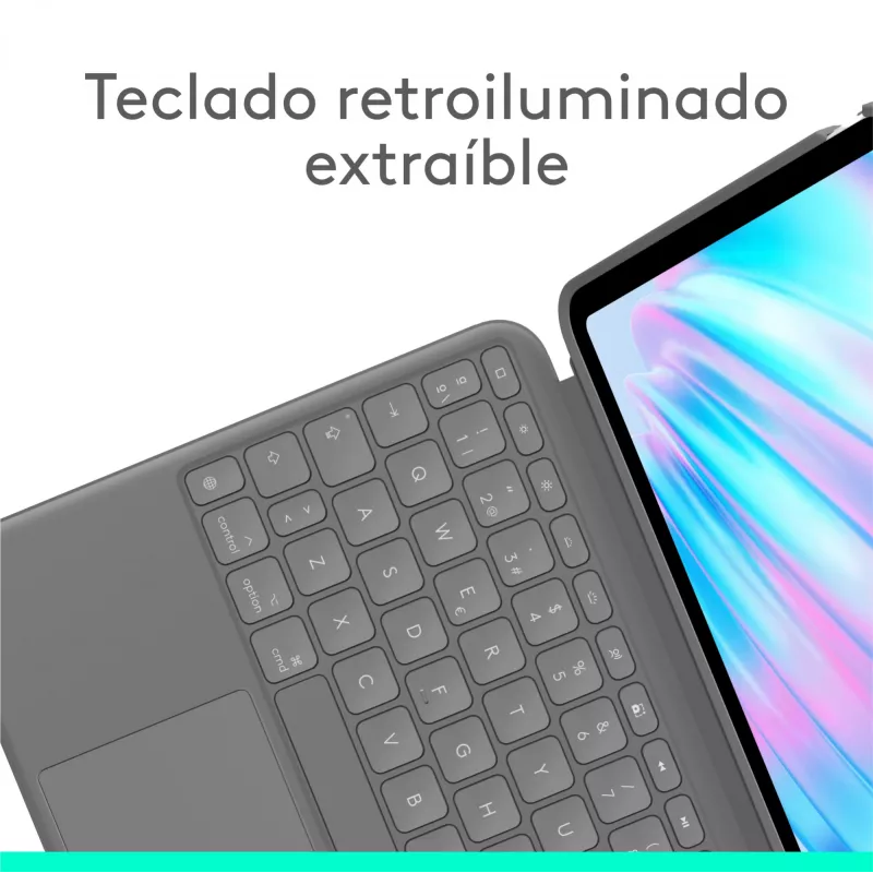 Logitech 920-012632 Pilka – Dėklas su klaviatūra ir valdymo kilimėliu, skirtas Apple iPad Air 11 colių (M2)