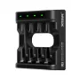 Baterijų įkroviklis XTAR 4 lizdai AA/AAA (Li-ion, NiMH) USB-C, LED indikatoriai, juodas