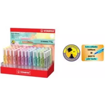 Stabilo Textmarker swing cool Pastel, 48 spalvų ekranas, kaltinis antgalis 1,0–4,0 mm, kišeninis modelis, vienetas