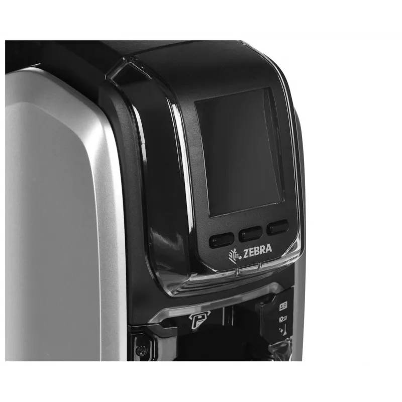 Plastikinių kortelių spausdintuvas Zebra ZC300 – dažų sublimacija/terminis perkėlimas, 300x300 DPI, LCD, 100 kortelių padavimo dėklas, Ethernet, sidabrinis/juodas
