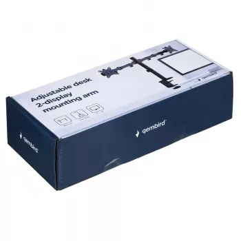 Monitor laikiklis Gembird MA-D2-01 dviem ekranams iki 32 colių, VESA 75x75–100x100, spaustuvas, 18 kg, juodas