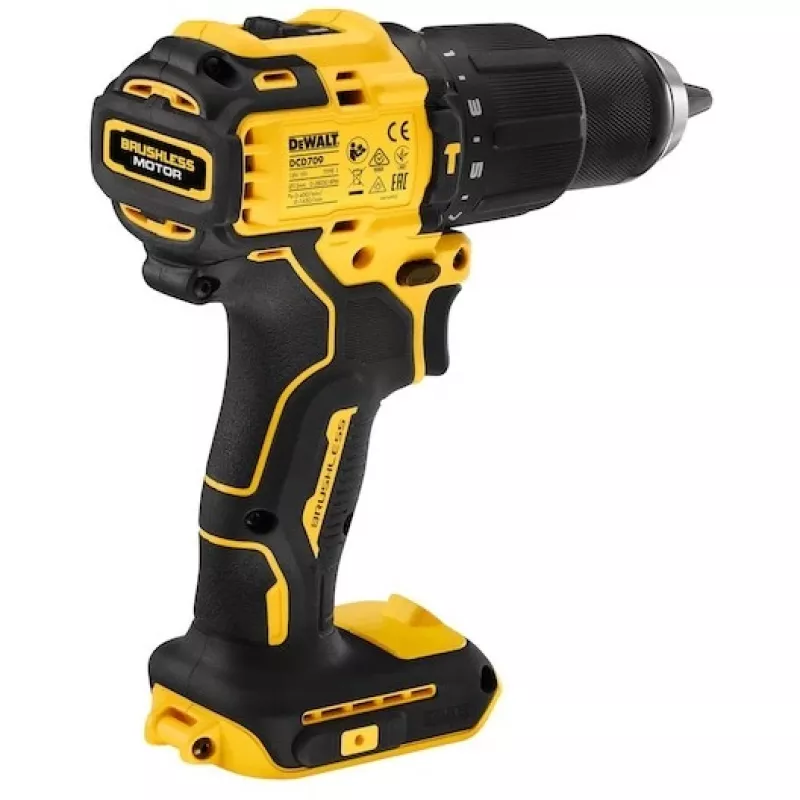 Belaidis gręžtuvas DeWALT DCD709N-XJ, bešepetėlis 18V, 2 greičiai, 1650 aps./min., 65 N·m, greito užspaudimo griebtuvas 1,5–13 mm, 1,2 kg