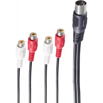 Audio kabelis ShiverPeaks BS10231 0,2 m DIN (5 kontaktų) 4 x RCA juodas