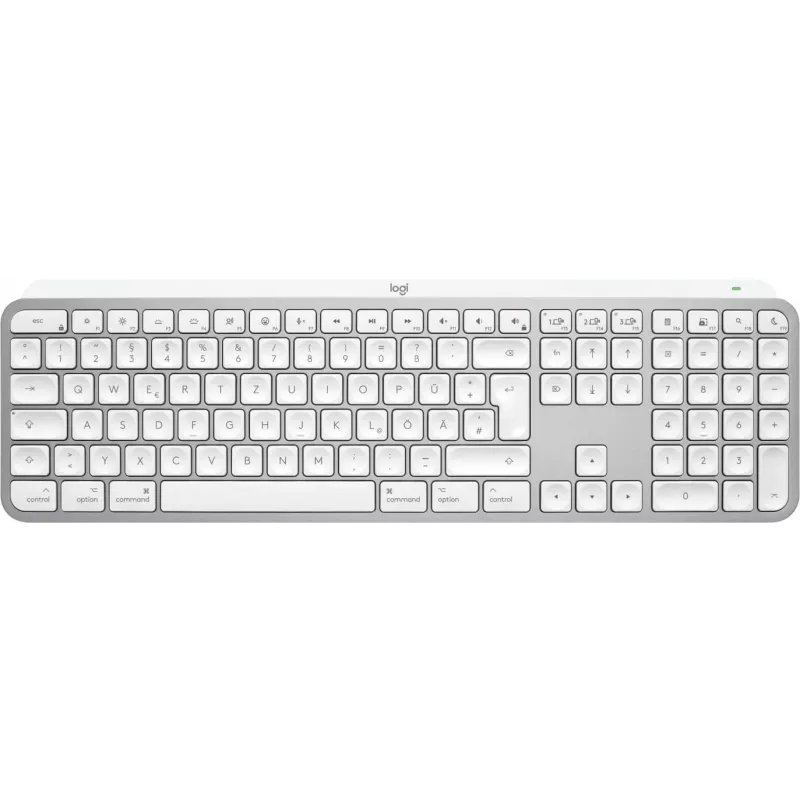 Logitech MX Keys S for Mac belaidė klaviatūra Office RF Wireless + Bluetooth QWERTZ vokiška Aliuminis Baltas