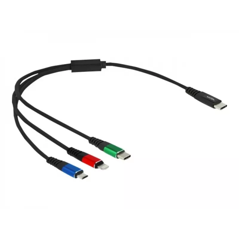 DeLOCK USB įkrovimo kabelis 3 in 1 USB Type-C Lightning Micro USB 30 cm