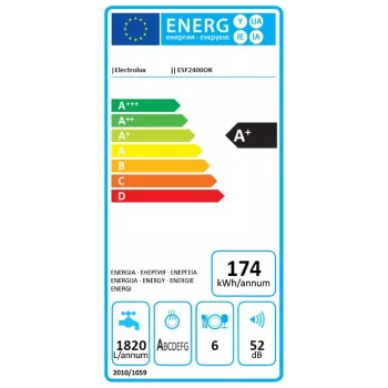 Stalviršinė indaplovė Electrolux ESF2400OK, 6 komplektai, 52 dB