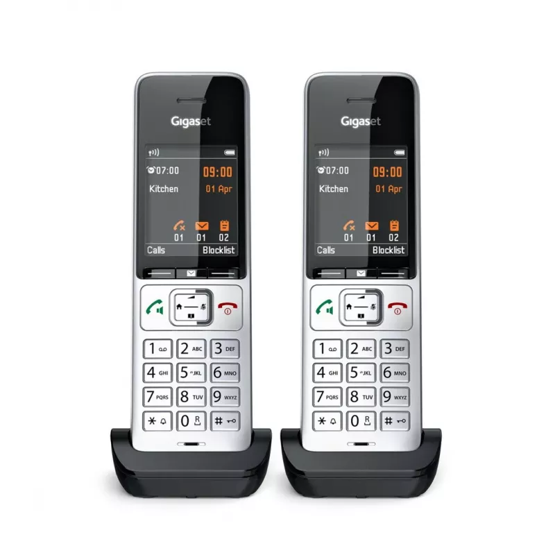 Gigaset COMFORT 500HX duo analoginis/DECT telefono aparatas su skambučio ID, juodas, sidabrinis