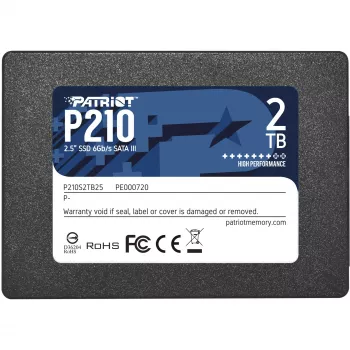 2,5 colio SATA III SSD PATRIOT P210 2 TB – 500 MB/s skaitymas, 400 MB/s rašymas, 7 mm