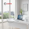 Maitinimo blokas MACLEAN MCE395 W – 5 kištukinių lizdų, 3× USB A, 110–240 V AC, 2,1 A USB, max 2500 W, baltas, 1,5 m laidas
