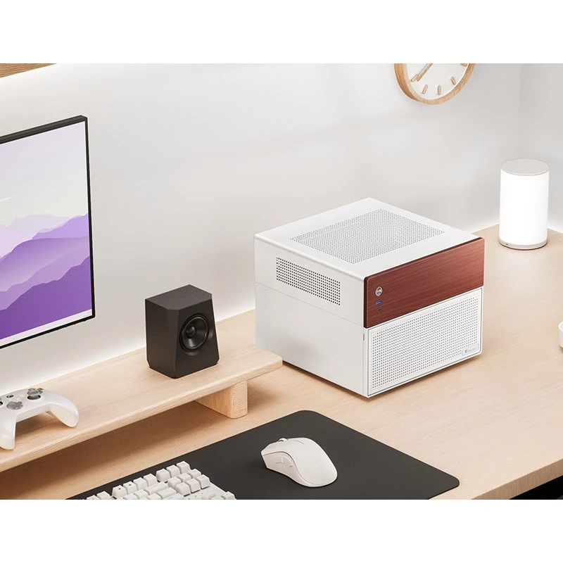 Micro bokštinis kompiuterio korpusas Jonsbo N4 BALTA Mini-ITX su grūdintu stiklu